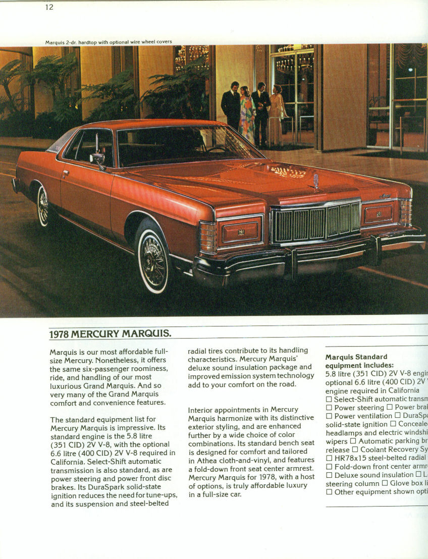 1978 Mercury Marquis Brochure Page 14
